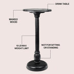 JONATHAN Y Leopold Solid Mango Wood Round Pedestal Drink Table, 24.5" Tall Traditional Martini Accent Side Table for Living Room and Small Spaces with Turned Leg, Black END3006C