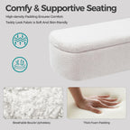 Boucle Storage Bench, Small End of Bed Bench for Bedroom, Entryway Bench with Storage, Sherpa Upholstered Ottoman Foot Rest for Living Room, Gold Legs, Cream