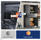 Yizosh Metal Garage Storage Cabinet with Locking Doors and Adjustable Shelves, 74" Rolling Tool Storage Cabinet with 4 Wheels and 2 Drawer for Garage,Warehouse