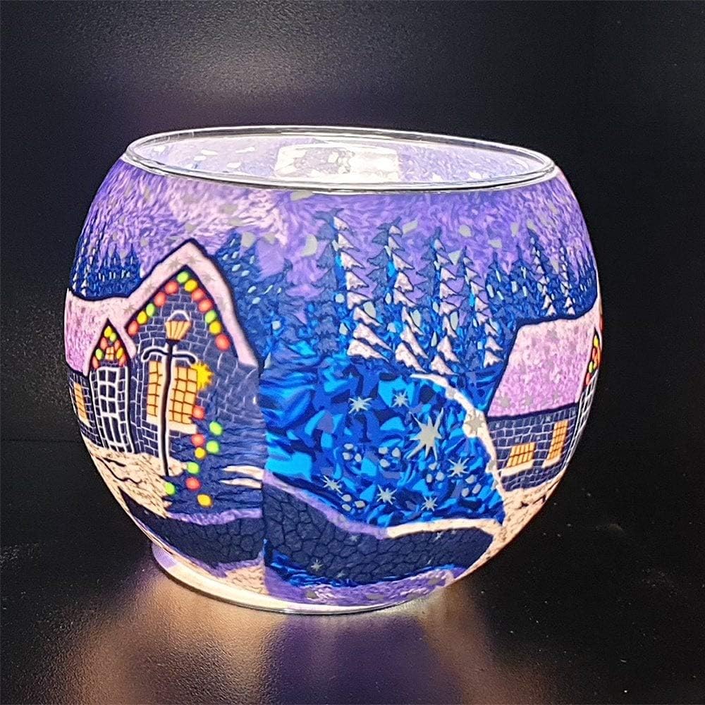 Benaya Glass Nightlight Christmas Tealight Holder - Winter Wonderland