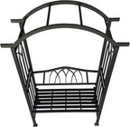 Black Aluminum Garden Arbor Arch with 2-Seater Bench
