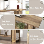 FOLUBAN 53 Inch Long Entryway Table, 2-Tier Wood Console Table with Storage Side Shelves, Farmhouse Sofa Table for Living Room, Narrow Hallway Foyer Table Behind Couch for Home Decor, Rustic Oak