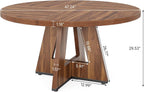 Lailang 47 Inch Dining Table, Round Kitchen Table, Dining Room Table for 4, Rustic Wood Dinner Table, Small Apartment Dining Table, Modern Kitchen Table, 47 x 47 x 30 Inch, Brown