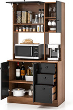 PETSITE Kitchen Buffet Hutch Storage Cabinet, 71" Freestanding Pantry with 3 Cabinets & Drawers, Adjustable Shelves, Microwave Cupboard for Living Room, Dining Room
