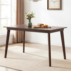 Giantex Dining Table for 4, 48" Rectangular Wooden Kitchen Table with Solid Rubber Wood Legs, Mid Century Modern Dinner Table for Dinette, Living Room, Home Office (Brown)