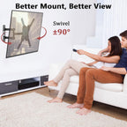 Full Motion TV Wall Mount, Corner Wall Mount Bracket with Swivel Tilt Arm, Fits VESA 400x400mm, 77 lbs Max, Universal TV Mount for LED Monitors Flat Screens for 26-55 Inch TVs