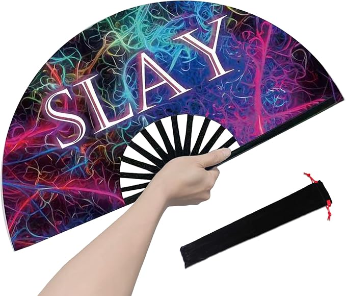 Boots on The Ground Fan, Large Folding Hand Fan for Women and Men, Popping Fans for Line Dancing for Raves, EDM, Dance Party, and Home Decoration