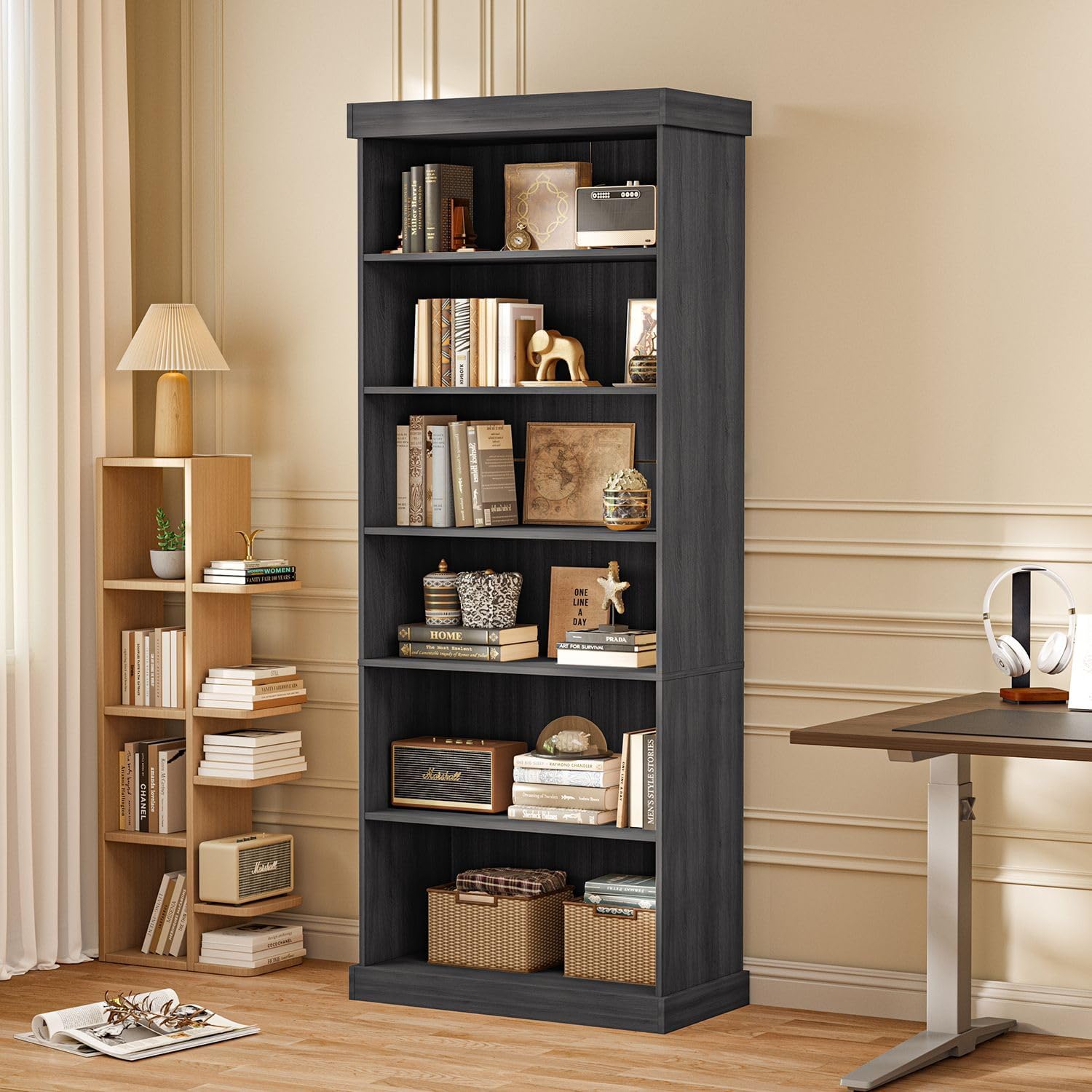 ivaniti 70.8" Tall Farmhouse Modular Kitchen Storage Cabinet with Glass Doors, 6-Tier Adjustable Shelves for Kitchen Organization, Set of 3, Black