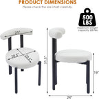 Boucle Dining Chairs Set of 4 Mid Century Modern Dining Chairs Round Cushion Dining Room Chairs with Curved Back and Black Metal Legs for Kitchen, Living Room, Bedroom (Beige)