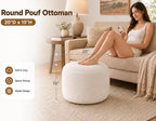 Round Pouf Ottoman Foot Rest 20 X 15 - Floor Pouf for Living Room Seating, Soft Corduroy Ottoman, Lightweight Foot Stool for Couch