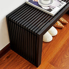 Versatile Wooden Slatted Bench - Sleek Modern Design for Dining, Entryway, Bedroom - Indoor Use with Storage Capability for Home, Kitchen, Bathroom & Beyond (Black)