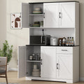 71" Pantry Cabinet,Kitchen Pantry Storage Cabine with Power Outlet,Farmhouse Kitchen Hutch Pantry Cabinet, Tall Hutch with Adjustable Shelf & Door,Food Pantry Storage for Dining Room,Kitchen (White)