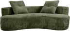 KEIKI 80" Boucle Curved Modular Sofa with 2 Pillows, Upholstered Modern Style 3-Seater Couch with High Resilience Cushion, No Assembly Required, for Apartment, Living Room, Office, Green
