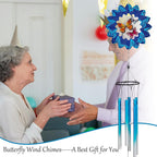 TUOKING Wind Chimes for Outside 3D Butterfly Wind Spinner Windchimes Outdoor Yard Hanging Decor for Garden Patio, Unique Gift for Mom,Women,Chimes Lovers