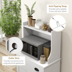 49" Kitchen Microwave Cabinet/Stand with Storage and Drawers, Pantry Storage Cabinet with Hutch & Adjustable Shelves for Kitchen, Dining Room, Living Room, Hallway in White