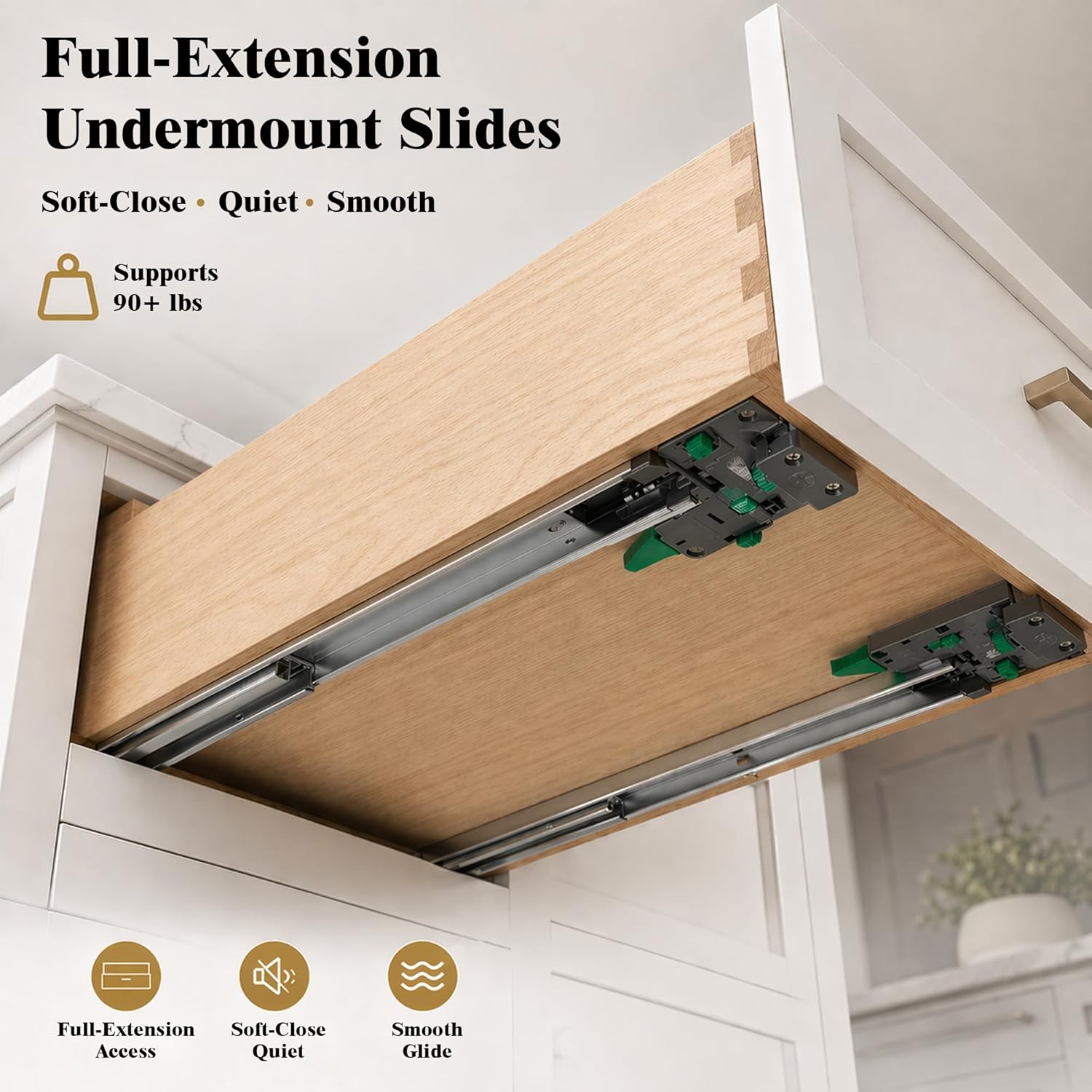 18 Inch White Shaker Kitchen Base Cabinet, RTA Plywood Box Storage with 1 Drawer & 1 Door, Solid Wood Dovetail & Soft-Close Hinges, 18" W x 24" D x 34.5" H