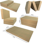 D&D Futon Furniture Tan Trifold Foam Beds, Shikibuton, Tatami Cushion Topper, Foldable Futon Pad, Twin 6x39x75