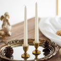 Vintage Candlestick Candle Holders Brass - Romadedi Taper Gold Candle Stick Victorian Style for Table Centerpiece Wedding Festive Christmas Mantel Decoration or Home Decor Set of 2