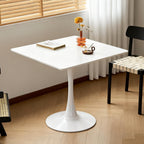Square Dining Tulip Table for 4, Mid-Century Modern Table with Sturdy Metal Pedestal for Kitchen, Bistro, Cafe, Leisure (White, 31.5 INCH)