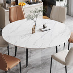 Big Foldable Round Table Tops only Extender, Large Round Folding Tabletop Extender Extend-8in No Legs, 4-fold Portable Wooden Dining Table top for Dining/Kitchen (White, D:59.05IN)