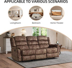 EBELLO Reclining Sofa for Living Room, Extra Wide Modern Overstuffed 3 Seat Recliner Manual Sofa Chair, Breathable Soft Fabric and Padded Seat, Brown