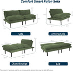 Ribilake 2 Sets 70" Futon Sofa Bed, 4 in 1 Multi-Function Couch Sleeper with Adjustable Backrest, Modern Convertible Futon, Recliner Small Loveseat for Living Room, Green