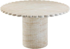 First of a Kind 54" Round Concrete Table in Travertine Finish - Modern Dining Table with Petal-Inspired Design - Seats 6, Indoor/Outdoor Use - Durable and Stylish for Elegant Gatherings