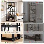 LGHM Bookshelf Set of 2 with Metal Frame, 5 Tier Geometric Bookcase, Adjustable Modern Book Shelf with 18 Open Storage Shelves, Display Shelf for Living Room, Office, Bedroom,Black