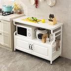 3 Tier Kitchen Rack with Side Hooks Microwave Stand and Utility Storage Shelf Metal Frame Storage Shelves (100cm)