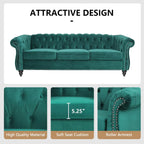 Velvet Sofa Couches Set, 3-Piece Mid Century Modern Upholstered Couch with Cushions, Home Sofa Sectional Furniture Sets, Comfy Tufted Chesterfield Couches for Living Room, Bedroom, Office