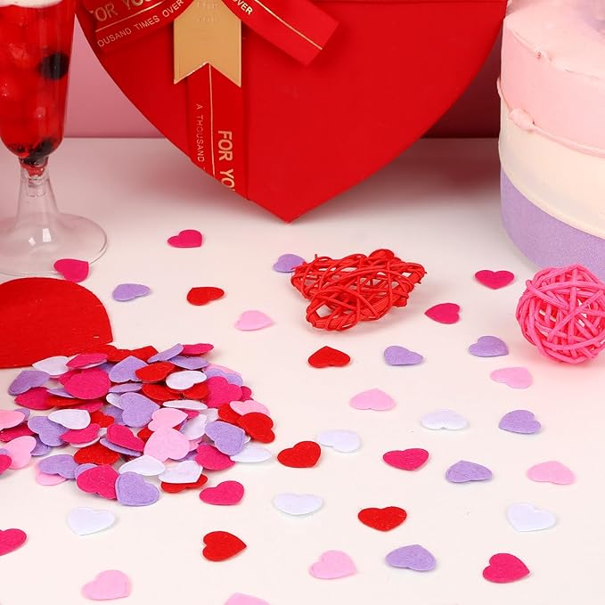 MARFOREVER Valentine's Day Felt Hearts Confetti, Heart Decorations Foam Confetti for Wedding, Mother's Day Supplies - Romantic Heart Shape Balls Sprinkles