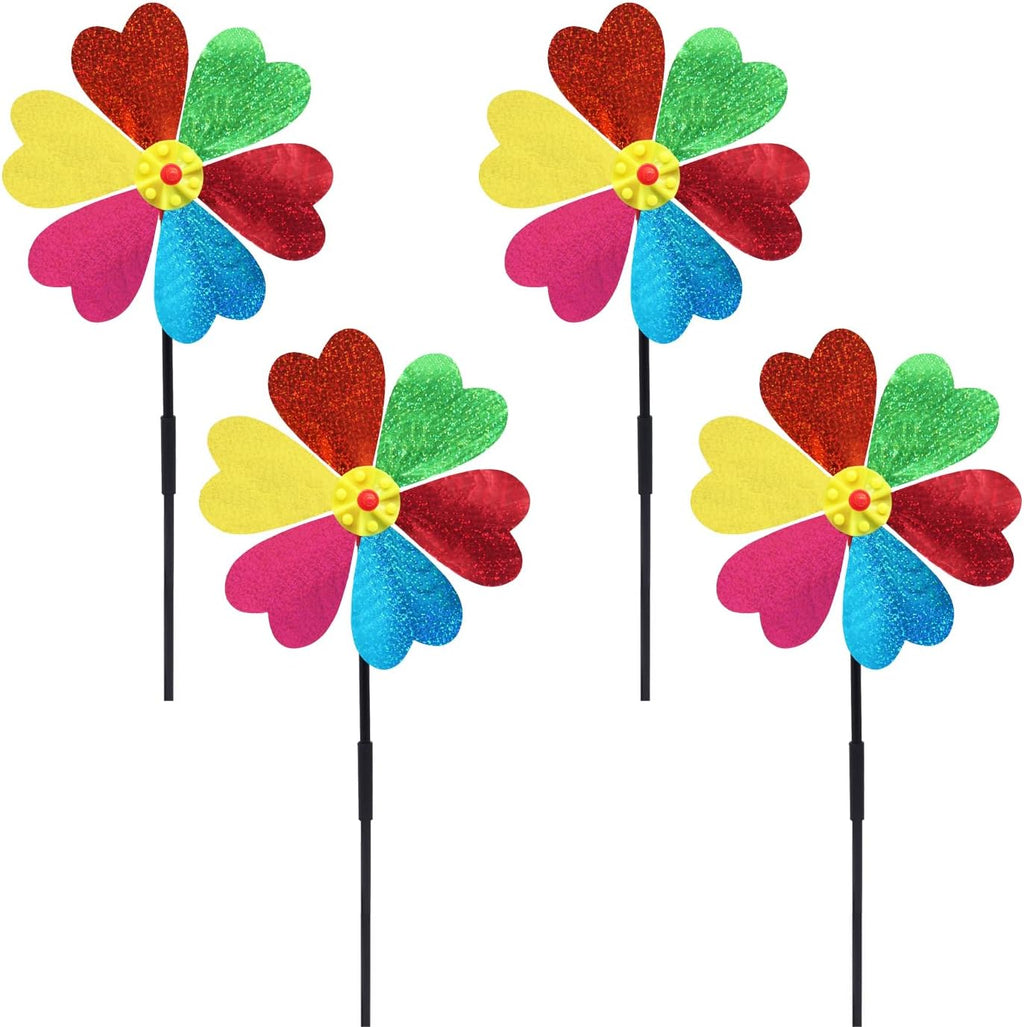 Garden Wind Spinners for Outdoor, Decorative Pinwheel Bee Butterfly Ladybug Windmill Whims (Sparkly-2)