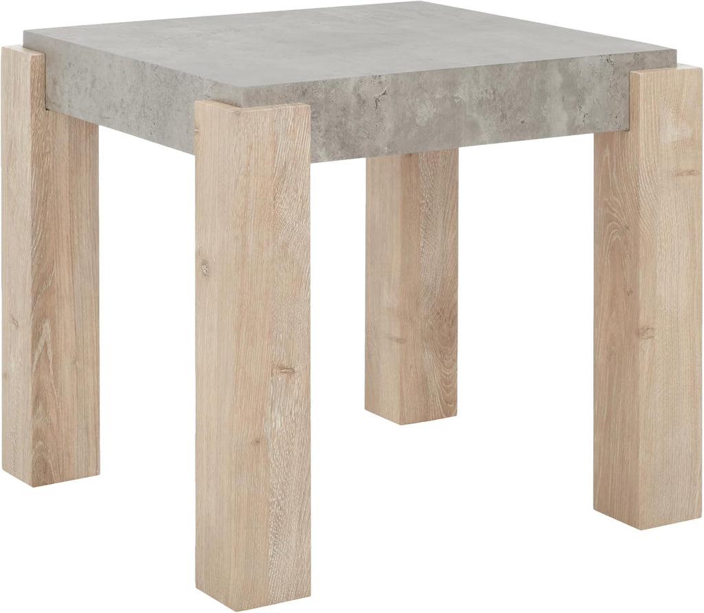 SAFAVIEH Home Collection Coromio Light Grey/Natural End Table for Living Room, Bedroom, Home Office, Foyer