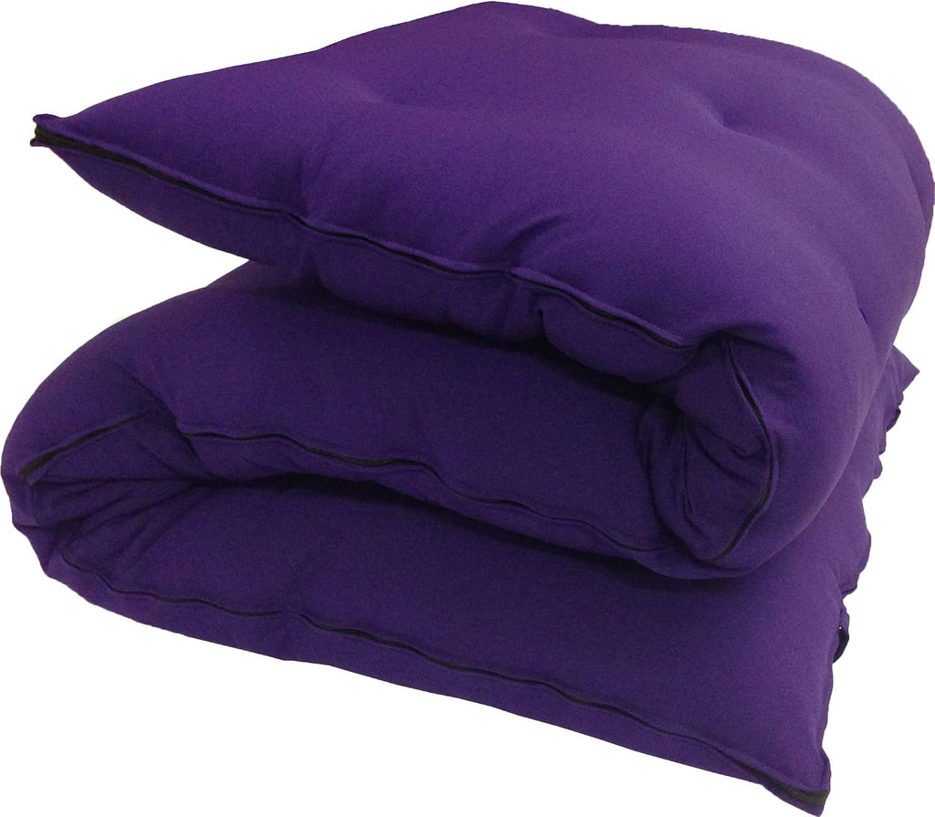 D&D Futon Furniture Queen Size Traditional Japanese Floor Rolling Mattresses, Cotton Batting/Foam/Polyester Batting, Shikifuton, Tatami, Mat 80 x 60 x 3 Thick, Purple