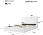 Christopher Knight Home Jamaiya Boucle Upholstered Queen Size Bed Frame with Headboard, Modern Queen Bed Frame and Headboard, Wooden Slats Support, Easy Assembly, No Box Spring Needed, White
