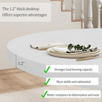 GarveeHome Round Dining Table for 4, 47 Inches Dining Room Table with Wooden Base, Kitchen Table with Circle Tabletop, Dinner Table for Dining Room, Kitchen, Living Room, White