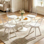 Dining Chairs Set of 4, Mid Century Modern Dining Room Kitchen Chairs with Curved Back & Wooden Legs, Upholstered Padded Seat Accent Chairs for Dining Room, Kitchen, Living Room