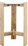SAFAVIEH Home Collection - Pisa Side Table, White Marble Hexagon Top with Natural Wood Base, Fully Assembled (ACC3733A)