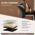Faux Leather Dining Chairs Set of 4, Curved Back Upholstered Accent Chair, Modern Kitchen Side Chair with Metal Legs for Dining Room, Living Room, Bedroom, Black