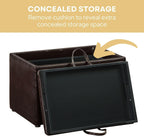 Convenience Concepts Designs4Comfort Accent Storage Ottoman 22.75" - Modern Foot Stool with Decorative Tray for Living Room, Dining Room, Office, Den, Espresso Faux Leather