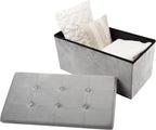 Storage Ottoman - Velvet Tufted Footrest, Linen Chest, or Bench Organizer with Removable Lid for Bedroom, Dorm Room, or Entryway by Lavish Home (Gray)