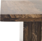SAFAVIEH Couture Collection - Olivia Brown Marble Accent Table, Square Pedestal Design, Fluted Base Statement Piece (SFV9702B)