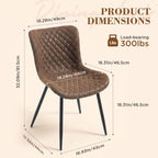 Modern Dining Chairs Set of 2, Upholstered Suede Dining Chairs with Curved Back & Thick Cushion Seat, Mid Century Armless Kitchen & Dining Room Chairs with Black Metal Legs, Brown