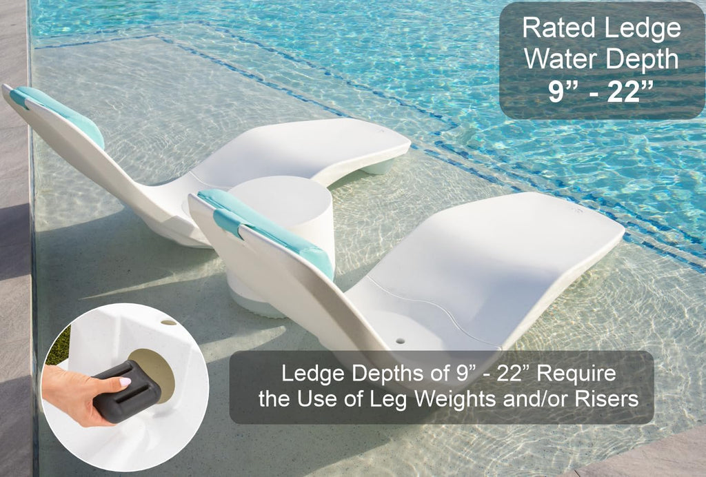 Tenjam Laylo in Pool Lounge Chairs for Sun Shelf Set of Two, Pool Chairs and Lounger for Tanning Ledge with Optional Risers that Support up to 22" of Water Depth