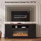 Farmhouse Living Room Table Sets of 2, 70 inch, Black | Includes 70 inch TV Stand, Lift Top Coffee Table with Charging Station, Modern Living Room Table Set