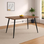 Modern Rectangular 51" Dining Table with Sturdy Metal Legs, Wooden Kitchen Table for 4, Small Space Dining Room Furniture for Apartment, Condo, Breakfast Nook, Brown