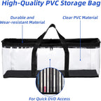 DVD Storage Bags 6 Pack DVD Storage Holder Case Clear PVC Media Holder with Handles for DVDs, CDs, Video Games, Books, Black