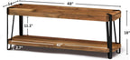 Ryegate 48-Inch Live Edge Acacia Wood & Metal Entryway Bench with Bottom Shelf – 2-Tier Rustic Industrial Wood Bench for Dining Room, Living Room, or Bedroom by Alaterre Furniture