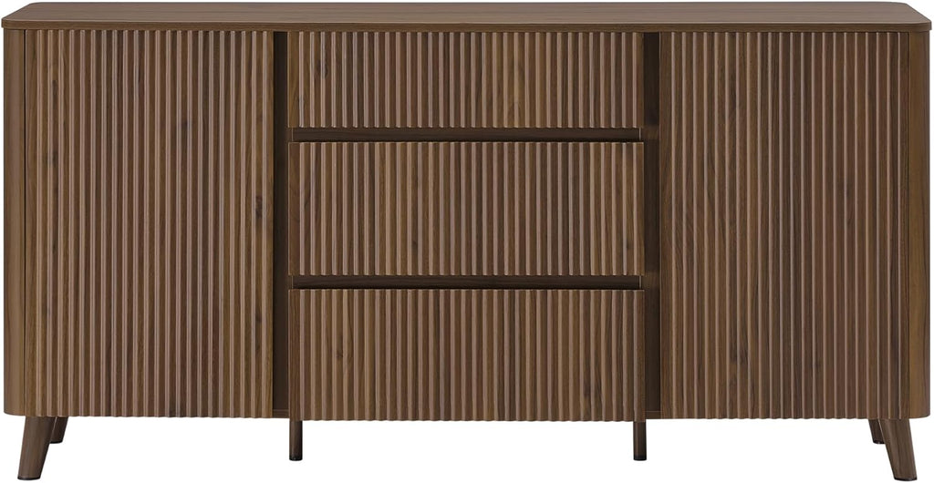 CHITA 62" Sideboard Buffet Cabinet with Storage, Living Room Accent Cabinet with Drawers, Doors and Adjustable Shelves, for Bar, Kitchen, Walnut