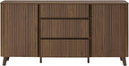 CHITA 62" Sideboard Buffet Cabinet with Storage, Living Room Accent Cabinet with Drawers, Doors and Adjustable Shelves, for Bar, Kitchen, Walnut